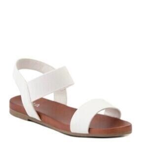 MIA Cindi Sandals White Vegan Leather Flat Elastic Ankle Strap Casual NEW 6.5